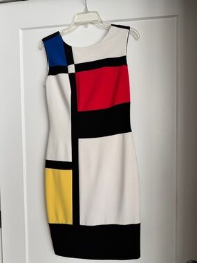 Joseph Ribkoff Colorblock Mini Dress in White, Red, Blue & Yellow